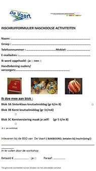 Inschrijfformulier naschoolse activiteiten crea 3